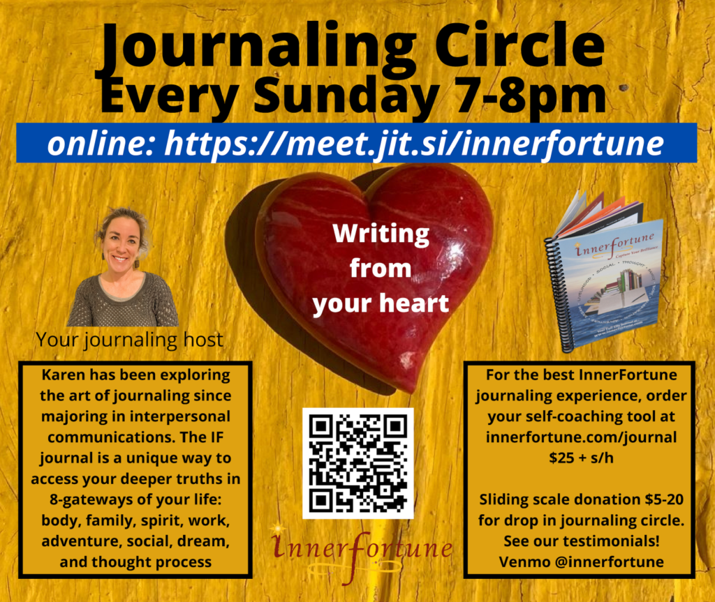 Inner Fortune journaling circles every Sunday 7-8pm ET on meet dot jit dot si slash innerfortune